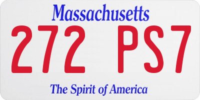 MA license plate 272PS7