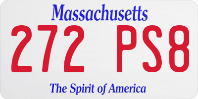 MA license plate 272PS8