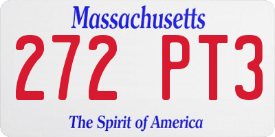 MA license plate 272PT3