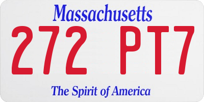 MA license plate 272PT7
