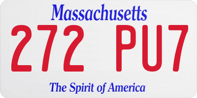 MA license plate 272PU7