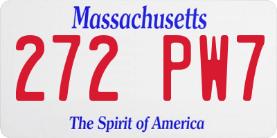 MA license plate 272PW7
