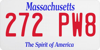 MA license plate 272PW8
