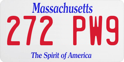 MA license plate 272PW9