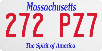 MA license plate 272PZ7