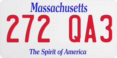 MA license plate 272QA3