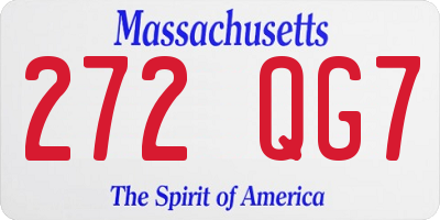 MA license plate 272QG7