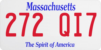MA license plate 272QI7