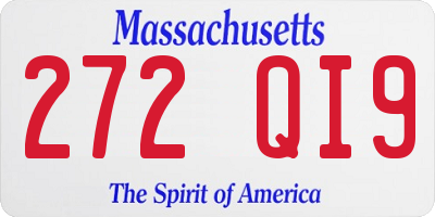 MA license plate 272QI9