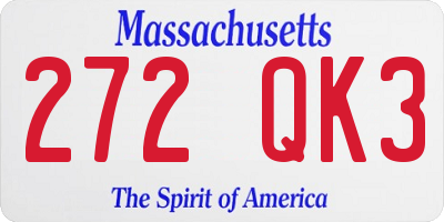 MA license plate 272QK3