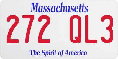 MA license plate 272QL3