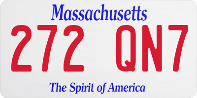 MA license plate 272QN7