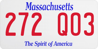 MA license plate 272QO3