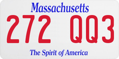 MA license plate 272QQ3