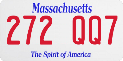 MA license plate 272QQ7