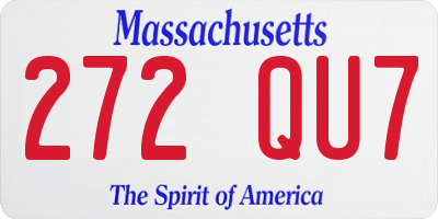 MA license plate 272QU7
