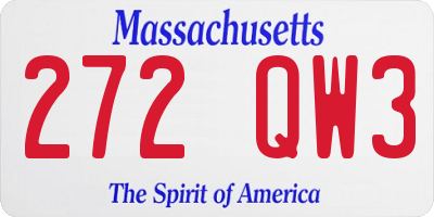 MA license plate 272QW3