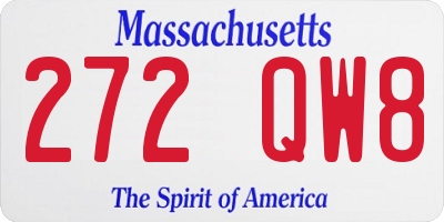 MA license plate 272QW8