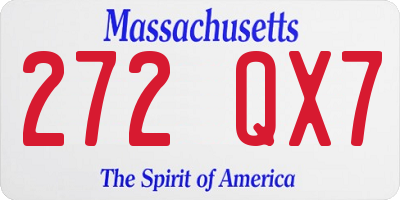 MA license plate 272QX7
