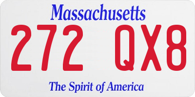 MA license plate 272QX8