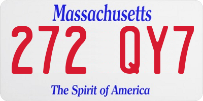 MA license plate 272QY7