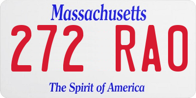 MA license plate 272RA0