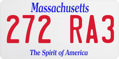 MA license plate 272RA3