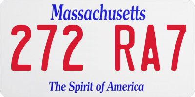 MA license plate 272RA7