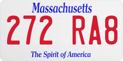 MA license plate 272RA8