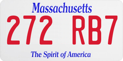 MA license plate 272RB7