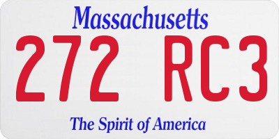 MA license plate 272RC3