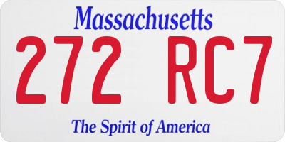 MA license plate 272RC7