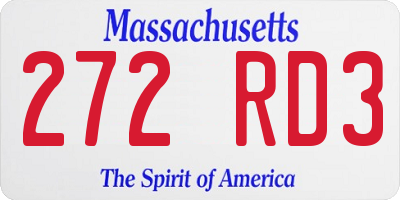 MA license plate 272RD3