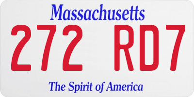 MA license plate 272RD7