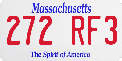 MA license plate 272RF3