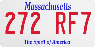 MA license plate 272RF7