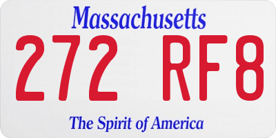 MA license plate 272RF8
