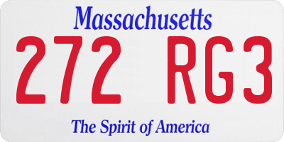 MA license plate 272RG3