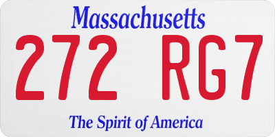 MA license plate 272RG7