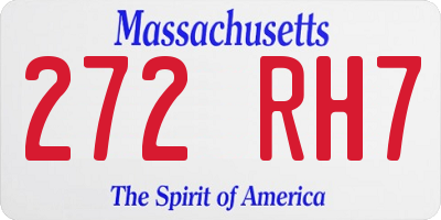 MA license plate 272RH7
