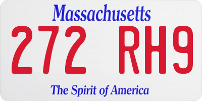 MA license plate 272RH9