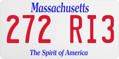 MA license plate 272RI3