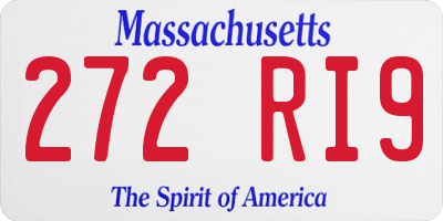 MA license plate 272RI9