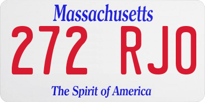 MA license plate 272RJ0