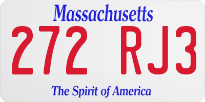 MA license plate 272RJ3