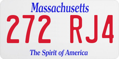 MA license plate 272RJ4