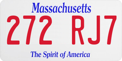 MA license plate 272RJ7