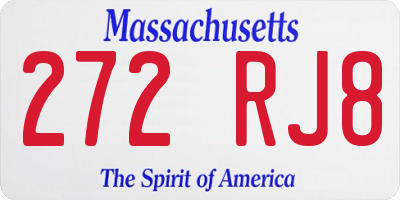 MA license plate 272RJ8