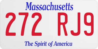 MA license plate 272RJ9