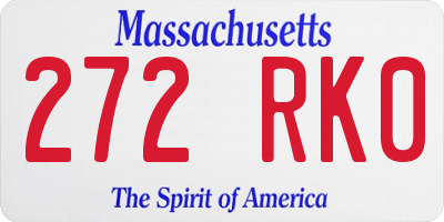 MA license plate 272RK0